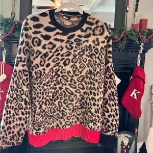 The Kooples Leopard Print Sweater - Black and Tan
